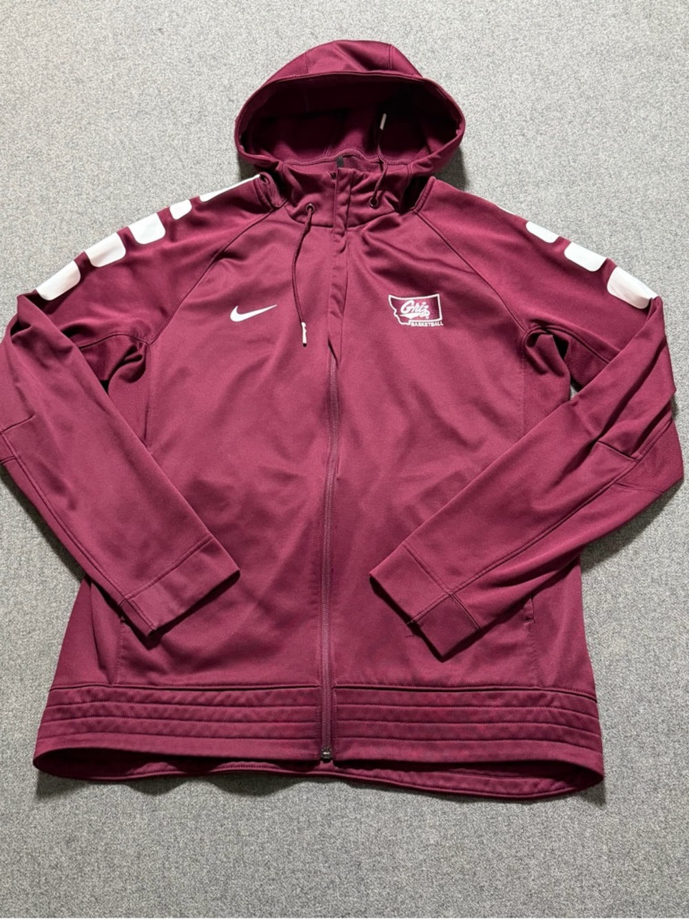 Maroon Nike Elite Therma Fit Montana Griz Basketball Zip Up Hoodie Men’s L